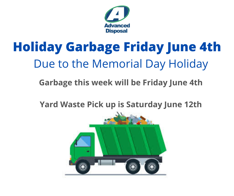 Garbage Pick up Friday June 4th Village of Summit, Waukesha County